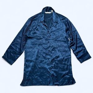 Blue Victoria’s Secret blue satin button-up nightshirt